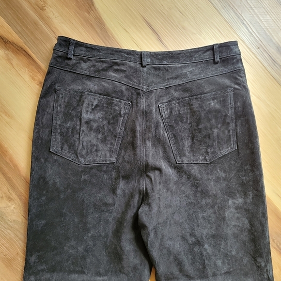 VTG BRANDON THOMAS Black Suade Leather Straight Leg Pants - Picture 10 of 11